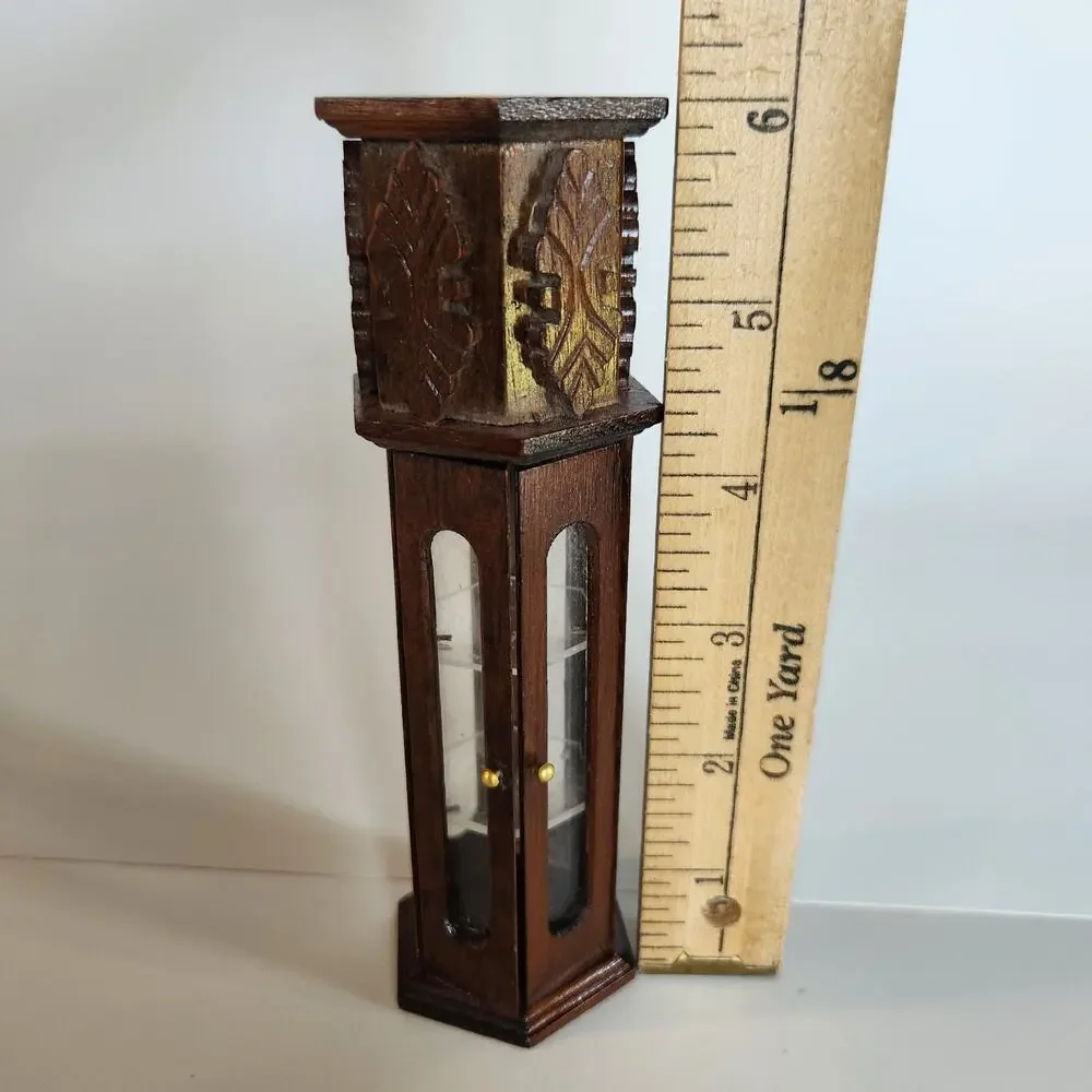 Vintage Miniature Hexagon Wooden Dollhouse China Cabinet 6